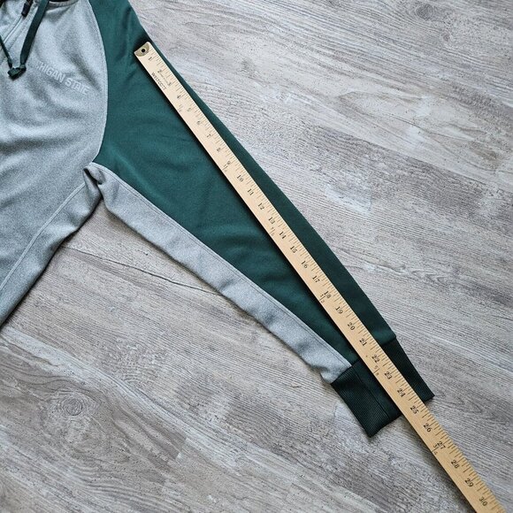 Nike Therma Fit Hoodie Mens L Michigan State Spartans Gray Green Raglan Sleeve - Picture 15 of 16